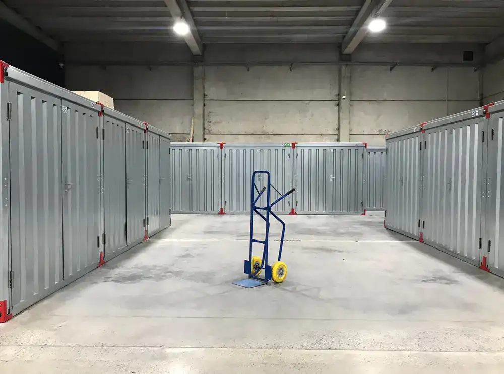 Clean and modern storage facility interior with sturdy boxes
